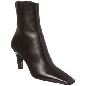 Saint Laurent Jill 75 Leather Bootie, Black